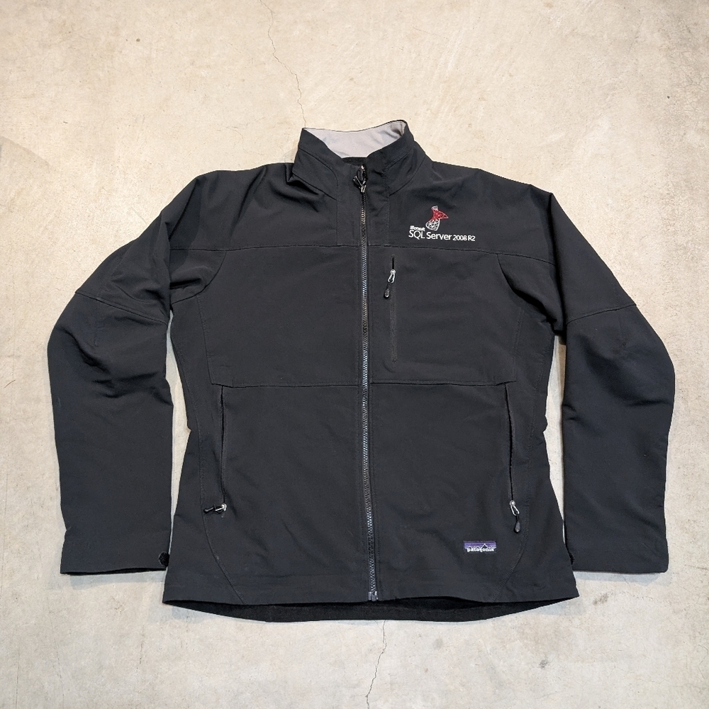Patagonia Guide Jacket Microsoft SQL Branded Full Zip Shell Black Mens L